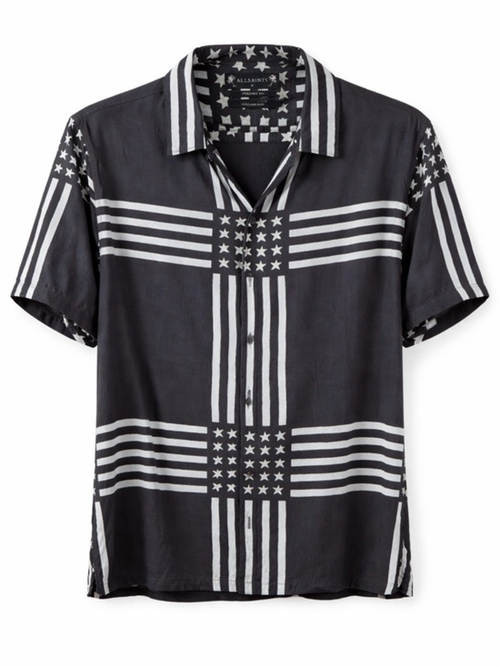 All Saints Other - AllSaints Black and White Star-Stripe Short Sleeve Shirt